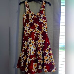 Hawaiian Floral Red Dress